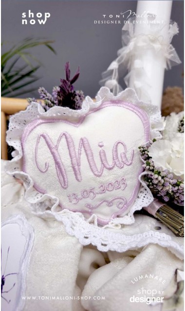 Lumanare de botez cu flori naturale si lavanda Indigo Girl 2